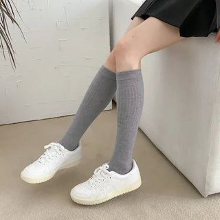 Lowder Long Knee Socks Pleated Ribbed Socks