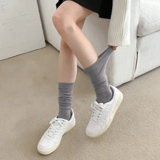 Lowder Long Knee Socks Pleated Ribbed Socks