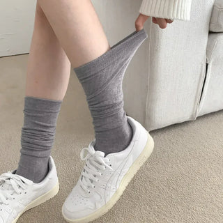Lowder Long Knee Socks Pleated Ribbed Socks