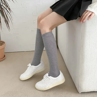 Lowder Long Knee Socks Pleated Ribbed Socks