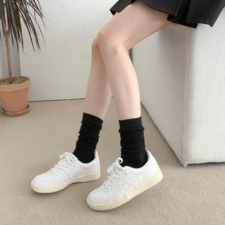 Lowder Long Knee Socks Pleated Ribbed Socks