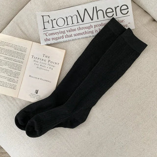 Lowder Long Knee Socks Pleated Ribbed Socks