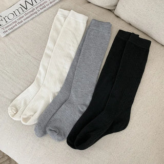 Lowder Long Knee Socks Pleated Ribbed Socks
