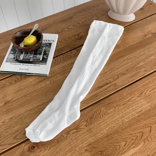 High Wrinkle Long Knee Socks, Ruffled Ribbed Shirred Warmer Socks,