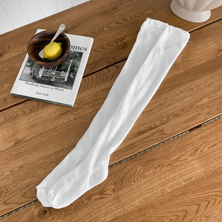 High Wrinkle Long Knee Socks, Ruffled Ribbed Shirred Warmer Socks,