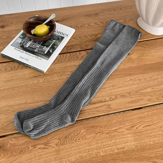 High Wrinkle Long Knee Socks, Ruffled Ribbed Shirred Warmer Socks,