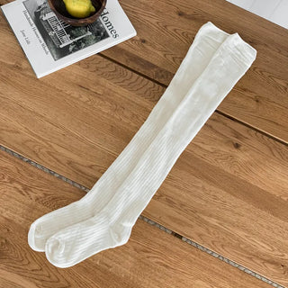 High Wrinkle Long Knee Socks, Ruffled Ribbed Shirred Warmer Socks,