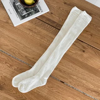 High Wrinkle Long Knee Socks, Ruffled Ribbed Shirred Warmer Socks,