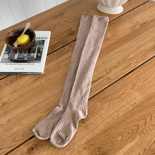 High Wrinkle Long Knee Socks, Ruffled Ribbed Shirred Warmer Socks,