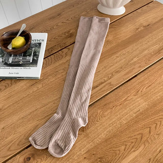 High Wrinkle Long Knee Socks, Ruffled Ribbed Shirred Warmer Socks,