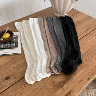 High Wrinkle Long Knee Socks, Ruffled Ribbed Shirred Warmer Socks,