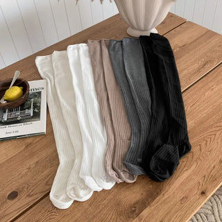 High Wrinkle Long Knee Socks, Ruffled Ribbed Shirred Warmer Socks,