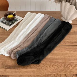 High Wrinkle Long Knee Socks, Ruffled Ribbed Shirred Warmer Socks,