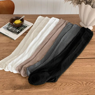 High Wrinkle Long Knee Socks, Ruffled Ribbed Shirred Warmer Socks,