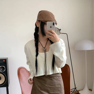 Oriental Sunflower Leather Faux Leather Long Pendant Bolo Tie Necklace
