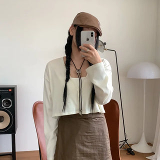 Oriental Sunflower Leather Faux Leather Long Pendant Bolo Tie Necklace