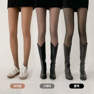 Compression Illusion Brushed Fleece Faux High-Elasticity Fur Lining Thick Winter Stockings