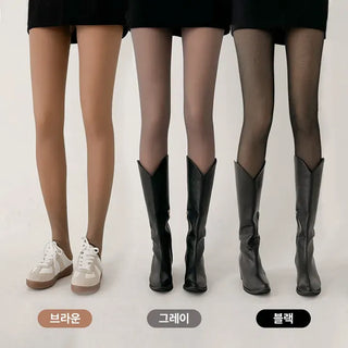 Compression Illusion Brushed Fleece Faux High-Elasticity Fur Lining Thick Winter Stockings