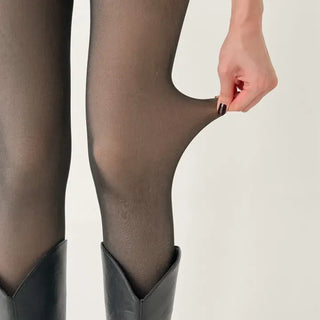 Compression Illusion Brushed Fleece Faux High-Elasticity Fur Lining Thick Winter Stockings