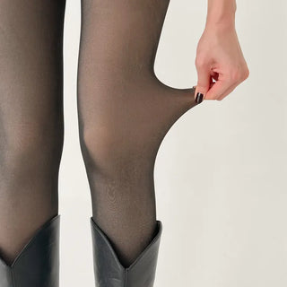 Compression Illusion Brushed Fleece Faux High-Elasticity Fur Lining Thick Winter Stockings