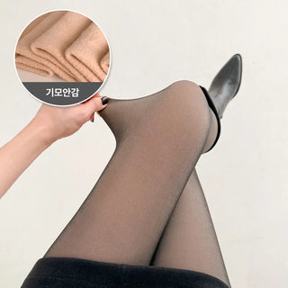 Compression Illusion Brushed Fleece Faux High-Elasticity Fur Lining Thick Winter Stockings