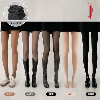 Compression Illusion Brushed Fleece Faux High-Elasticity Fur Lining Thick Winter Stockings