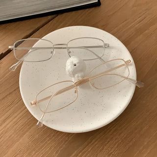 Metals Slim Rectangular Horn-rimmed Glasses