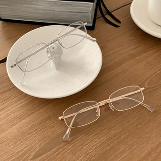 Metals Slim Rectangular Horn-rimmed Glasses