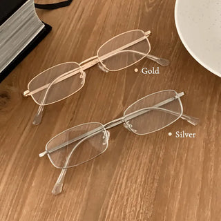 Metals Slim Rectangular Horn-rimmed Glasses
