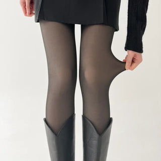 All-Season Illusion Fleece-Lined Faux See-Through Leggings High-Elasticity Pantyhose