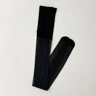 See-through Pearl Black Glitter Pantyhose
