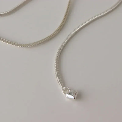 And Love Long Chain Silver Drop Necklace