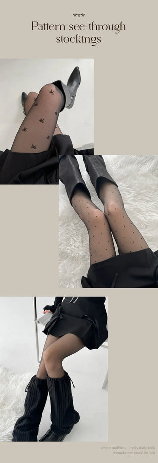 Loss Pattern See-through Pantyhose 3 Types