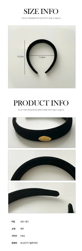 Dress & Makeup Velvet Gold Hardware Headband Hairband 2 Types