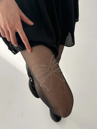 Seni Cubic Ribbon See-through Pantyhose