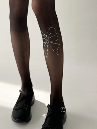 Seni Cubic Ribbon See-through Pantyhose