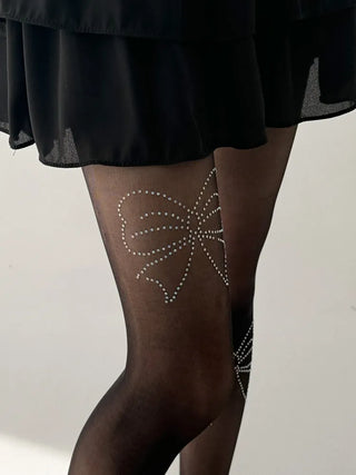 Seni Cubic Ribbon See-through Pantyhose