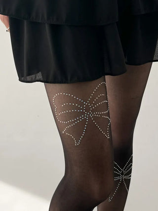 Seni Cubic Ribbon See-through Pantyhose