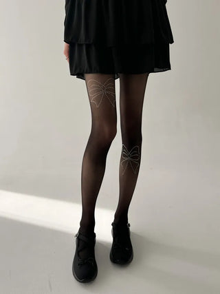 Seni Cubic Ribbon See-through Pantyhose