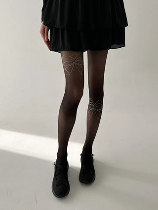 Seni Cubic Ribbon See-through Pantyhose