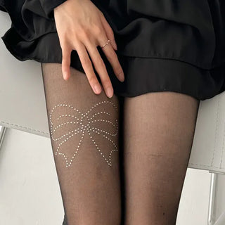 Seni Cubic Ribbon See-through Pantyhose