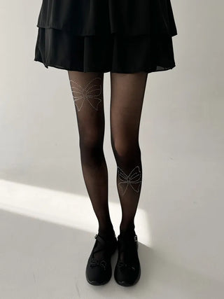 Seni Cubic Ribbon See-through Pantyhose
