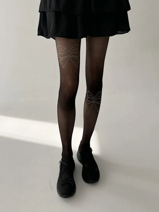 Seni Cubic Ribbon See-through Pantyhose