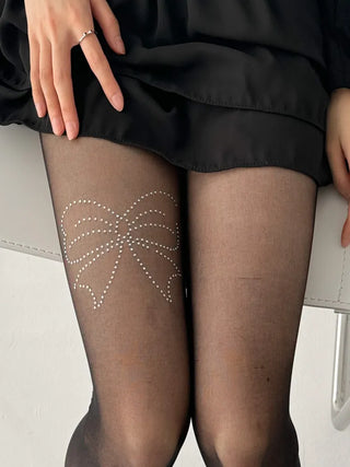Seni Cubic Ribbon See-through Pantyhose