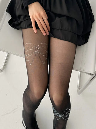 Seni Cubic Ribbon See-through Pantyhose