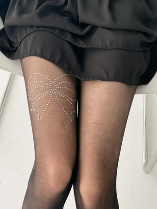 Seni Cubic Ribbon See-through Pantyhose