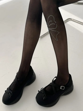 Seni Cubic Ribbon See-through Pantyhose