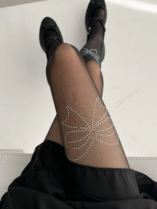 Seni Cubic Ribbon See-through Pantyhose