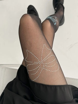 Seni Cubic Ribbon See-through Pantyhose
