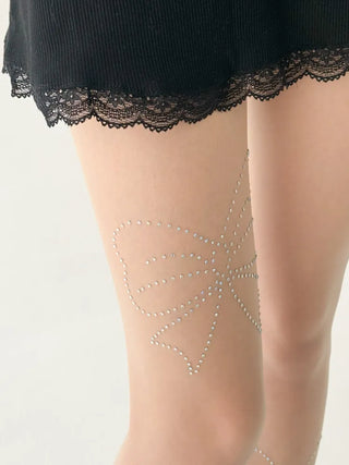 Seni Cubic Ribbon See-through Pantyhose
